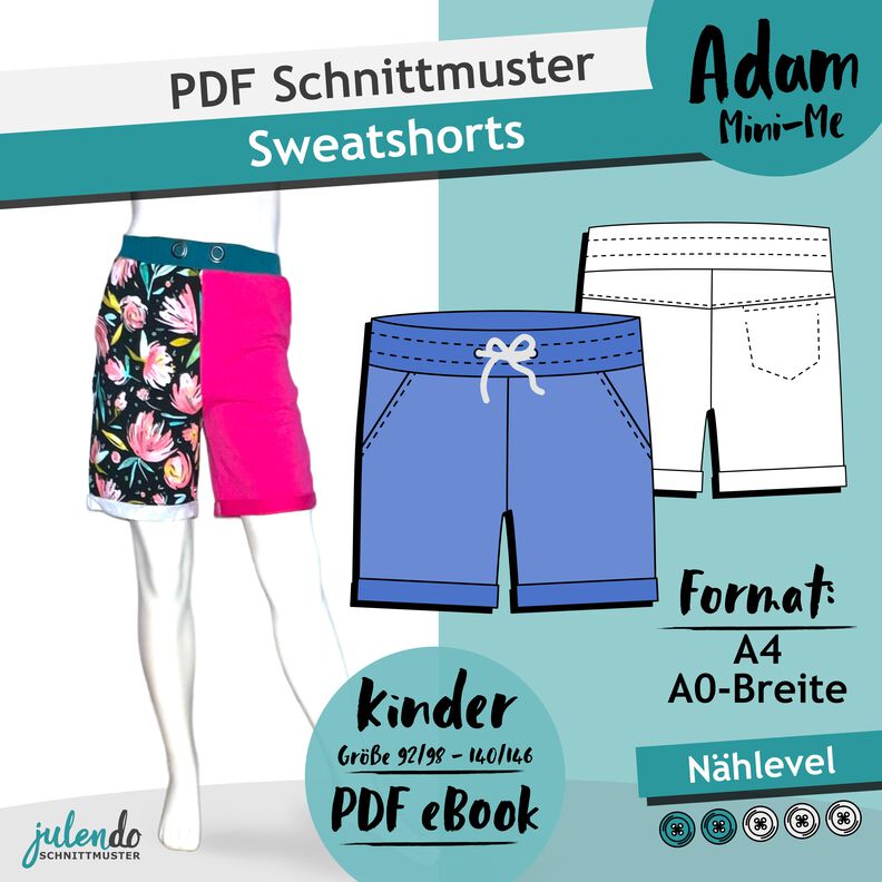 Kinder Sweatshorts Adam, Gr. 92/98-164/170 - Schnittmuster image number 3