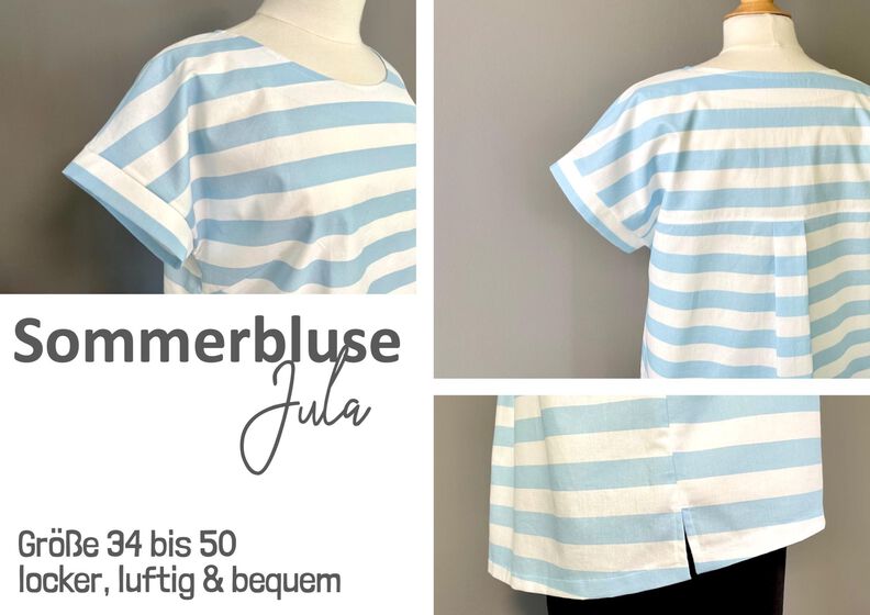 Sommerbluse Jula | 34 – 50 | A4, A0, Beamer image number 7