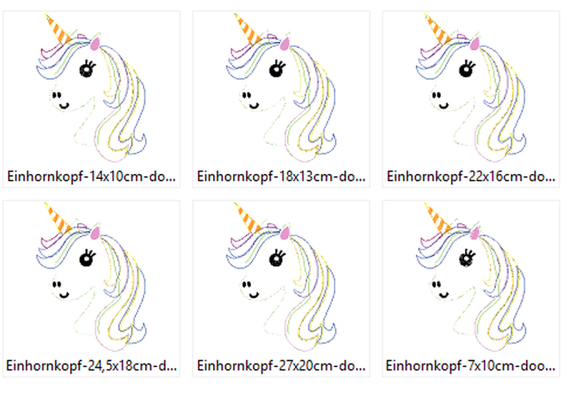 Einhorn Kopf Doodle Stickdatei image number 2