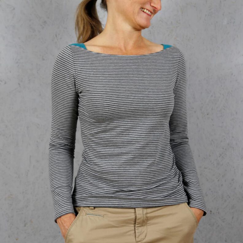 FRAU MARLENE - Langarmshirt mit Schulteinsätzen XS-XXL image number 1