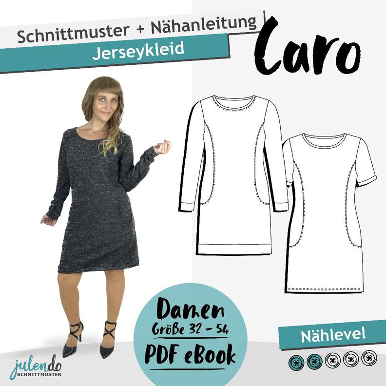 Nähanleitung + Schnittmuster Jerseykleid “Caro”, Gr. 32 - 54 image number 1