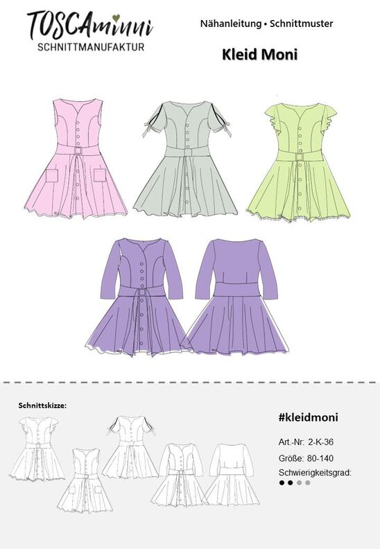 Schnittmuster Kinder Kleid Moni | kurzarm | Flügelärmel | image number 2