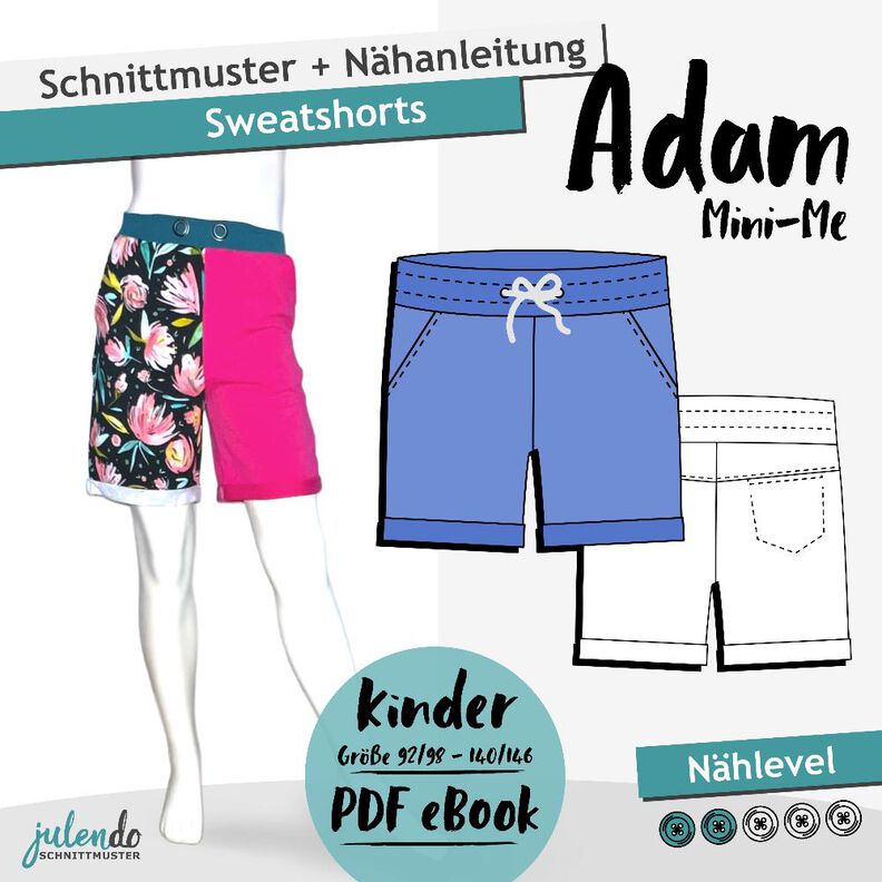 Kinder Sweatshorts Adam, Gr. 92/98-164/170 - Schnittmuster image number 1