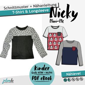 Schnittmuster + Anleitung Kinder T-Shirt Gr. 92/98-164/170