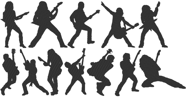 Rock Gitarre Silhouette Stickdatei image number 1