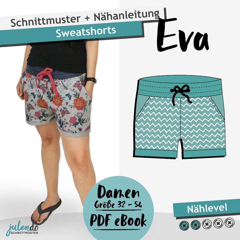 Sweatshort Eva, Gr. 32 – 54 - Nähanleitung + Schnittmuster image number 1