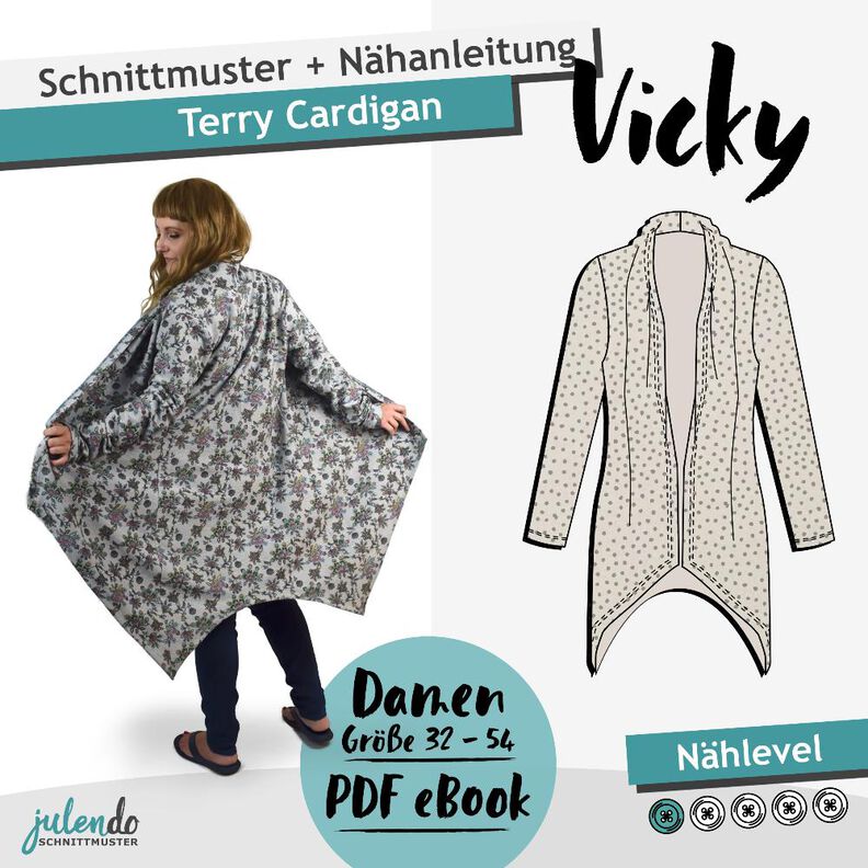 Sweat-Cardigan Vicky in den Gr. 32 bis 54 -  Schnittmuster  image number 1