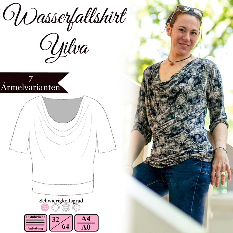 Wasserfallshirt "Yilva" - EBook und Nähanleitung - Gr.32-64 image number 1