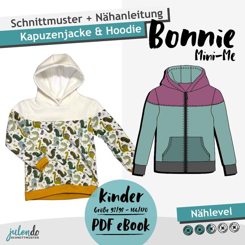 Schnittmuster + Anleitung Kinder-Hoodie Gr. 92/98-164/170 image number 1