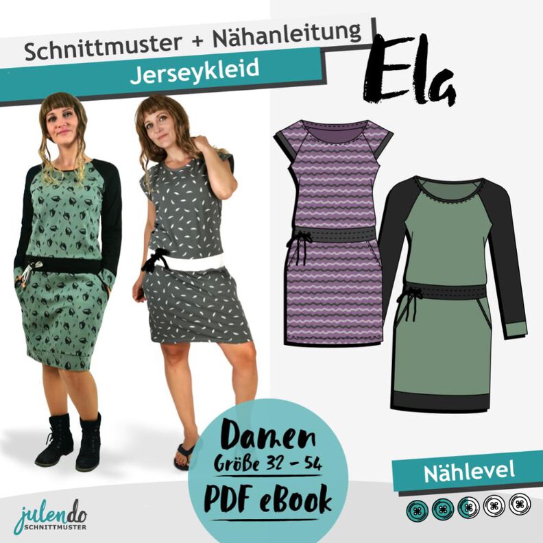 Nähanleitung + Schnittmuster Jerseykleid “Ela”, Gr. 32 – 54 image number 1