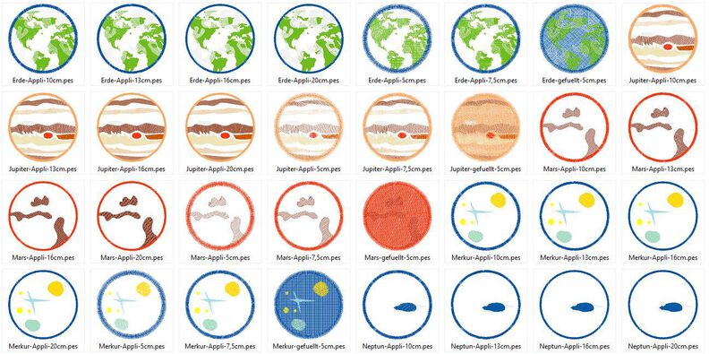 Planeten Weltall Stickdatei in 6 Größen image number 5