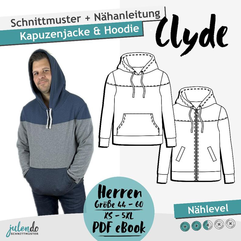 Schnittmuster + Anleitung Männer Hoodie/Zipjacke Gr. 44 - 60 image number 1