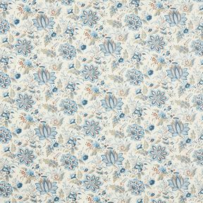 Baumwollpopeline zarte Paisleyblumen – creme/babyblau, 