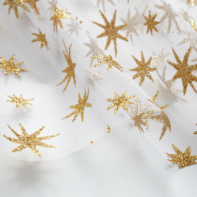 Tüll Glitzersterne – weiss/gold,  image number 5