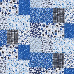Baumwollstoff Cretonne Patchwork-Look – weiss/blau, 
