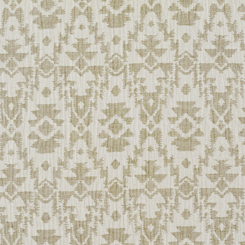 Musselin/ Doppel-Krinkel Gewebe Jacquard-Aztekenmuster | by Poppy hellkhaki/nebelgrau,  image number 1