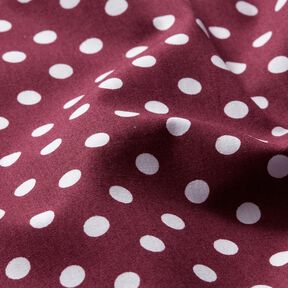 Baumwollpopeline Polka Dots – bordeauxrot/weiss, 