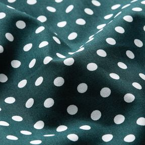 Baumwollpopeline Polka Dots – dunkelgrün/weiss, 