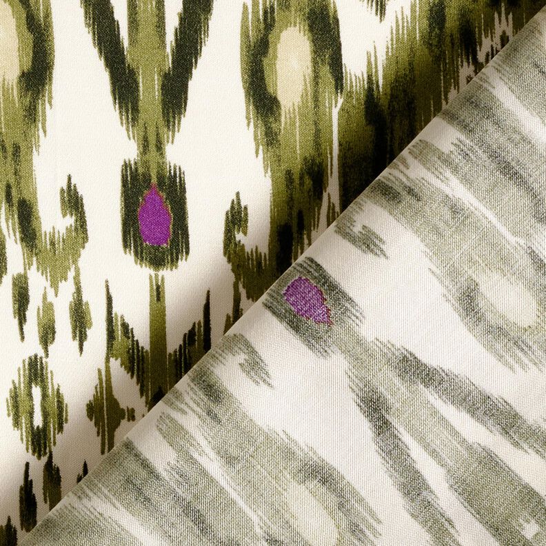 Viskosesatin Ikat Muster – weiss/pistazie,  image number 5