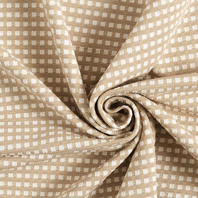 Jacquard Jersey Viskose-Mix Kästchen – beige/weiss,  image number 3