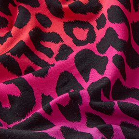 French Terry Sommersweat Farbverlauf Leopard Digitaldruck | by Poppy – purpur/feuerrot, 