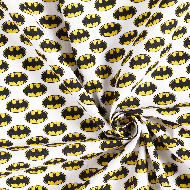 Baumwollpopeline Batman Logo Lizenzstoff | DC Comics – weiss,  image number 3