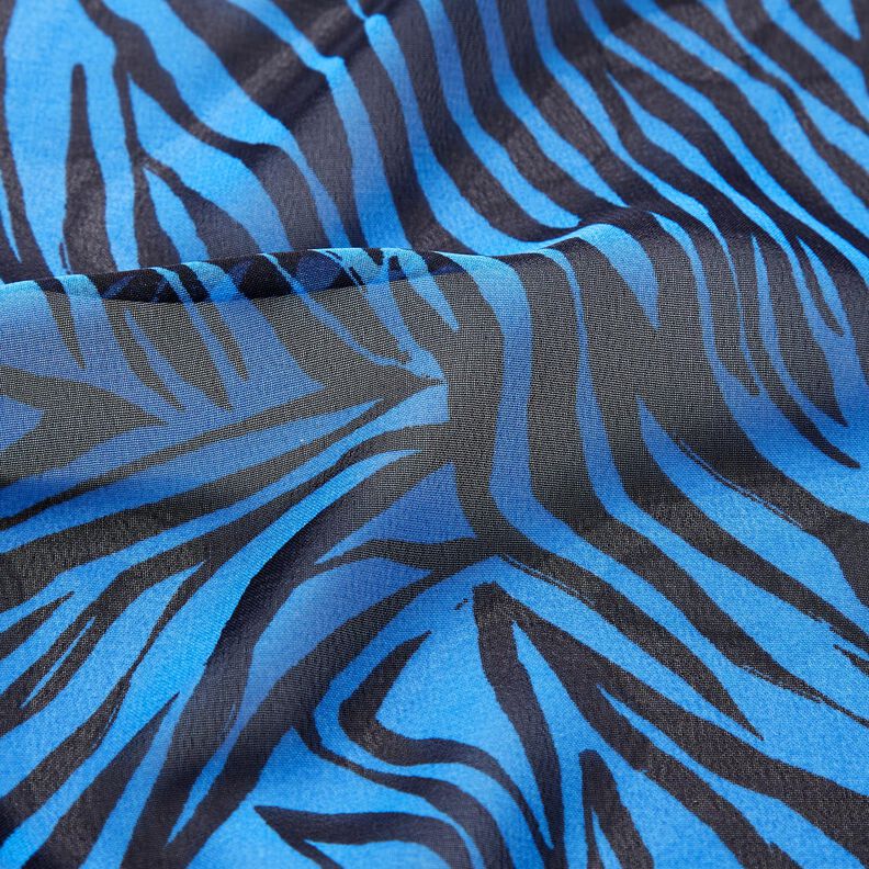 Chiffon Zebrastreifen – blau/schwarz,  image number 2