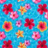 Badeanzugstoff Hawaii-Blumen – blau/intensiv pink,  thumbnail number 1