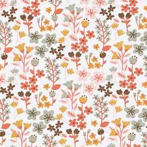 Baumwollstoff Cretonne filigrane Blumen – orange/weiss, 