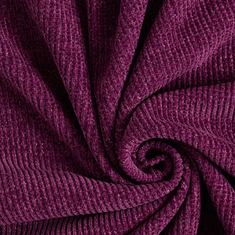 Glitzer-Chenille – aubergine/silber metallic,  image number 3