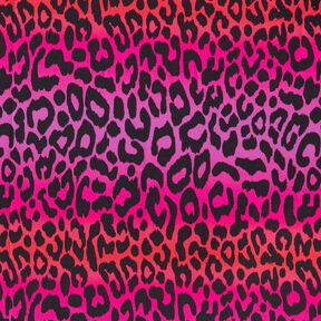 French Terry Sommersweat Farbverlauf Leopard Digitaldruck | by Poppy – purpur/feuerrot, 