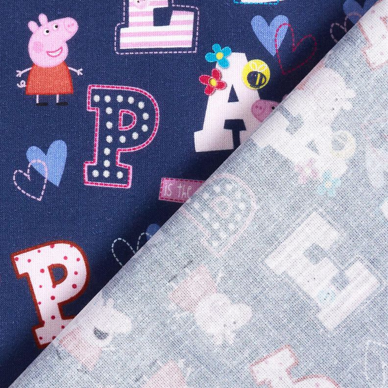 Baumwollpopeline Peppa Pig Buchstaben Lizenzstoff | ABC Ltd – indigo,  image number 4