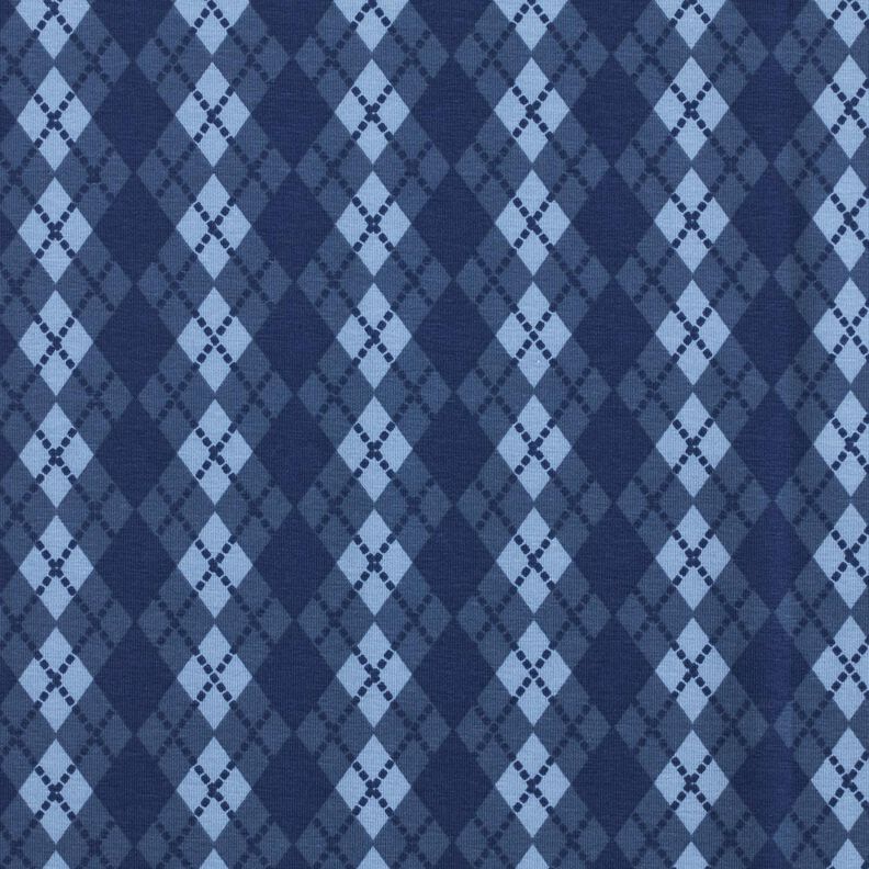 Baumwolljersey Argyle-Muster – marineblau/helljeansblau,  image number 1