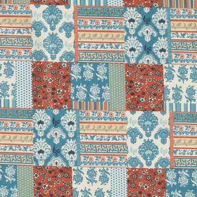 Baumwollstoff Cretonne blumiges Patchwork – blau, 