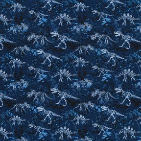 French Terry Sommersweat Dino Skelett – marineblau, 