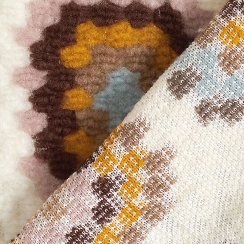 Mantelstrick Woll-Mix Patchwork, weiss – weiss/beige,  image number 5