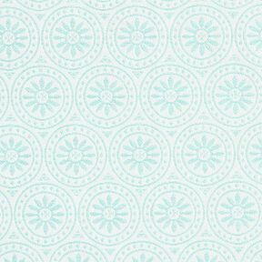 Outdoorstoff Jacquard Kreis-Ornamente – mint/wollweiss, 