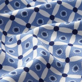 Baumwolljersey Azulejos klein – helljeansblau/weiss, 