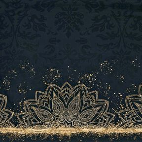 Baumwolljersey Bordürenstoff Mandala Baroque Gold Sprenkel | Glitzerpüppi – schwarz, 