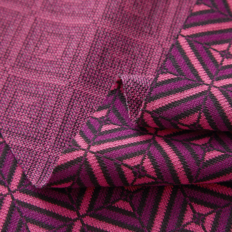 Strickjacquard Rauten – intensiv pink/lila,  image number 3