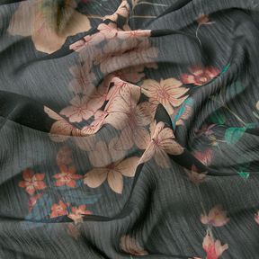 Chiffon Blumenwiese – schwarz, 