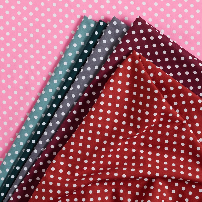 Baumwollpopeline Polka Dots – bordeauxrot/weiss,  image number 5