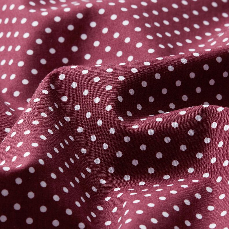 Baumwollpopeline Mini Polka Dots – bordeauxrot/weiss,  image number 2