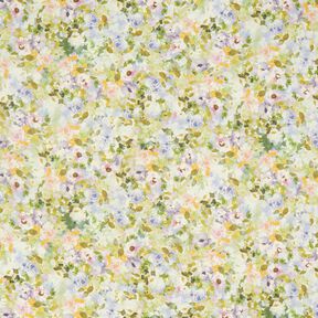 Chiffon Blumenmeer recycelt – pastellviolett/lindgrün, 