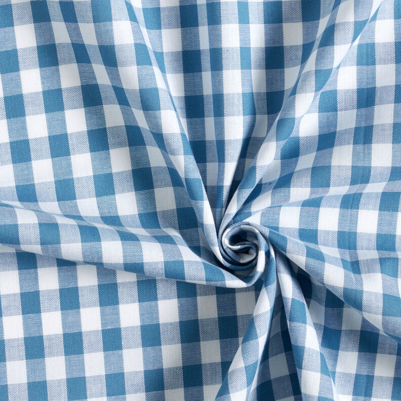 Baumwollstoff Vichykaro 1 cm – jeansblau/weiss,  image number 3