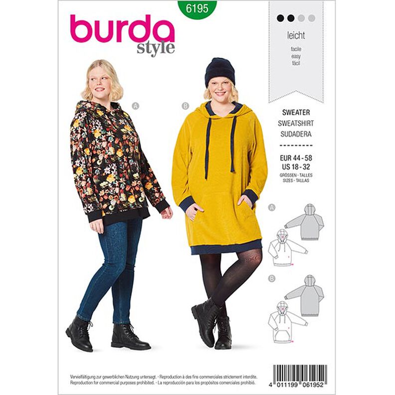 Sweatshirt | Burda 6195 | 44/46-56/58,  image number 1