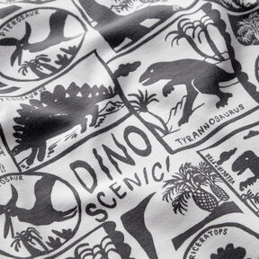 Baumwolljersey Dino-Patches – weiss/anthrazit, 