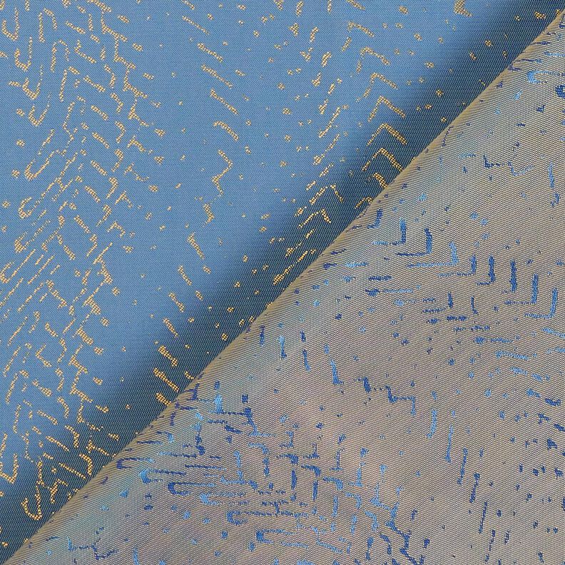 Futterstoff Jacquard Schuppenmuster – blau/gold,  image number 4