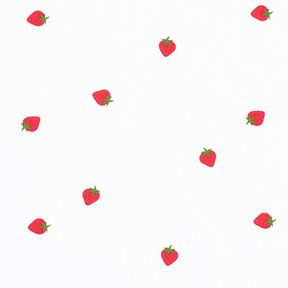 Baumwollpopeline Erdbeeren – weiss, 