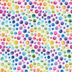 Baumwollpopeline Regenbogen-Punkte Digitaldruck – weiss/farbmix, 
